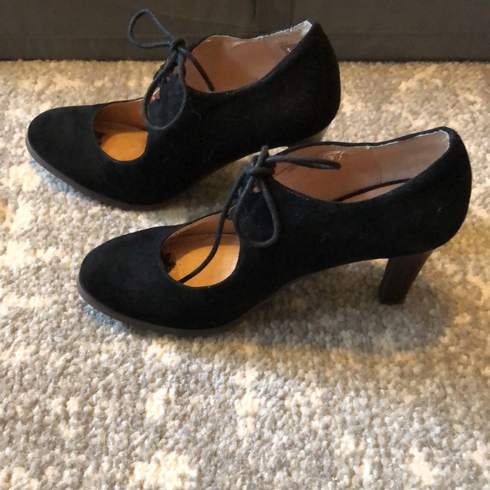 Lands’End suede lace-up heels